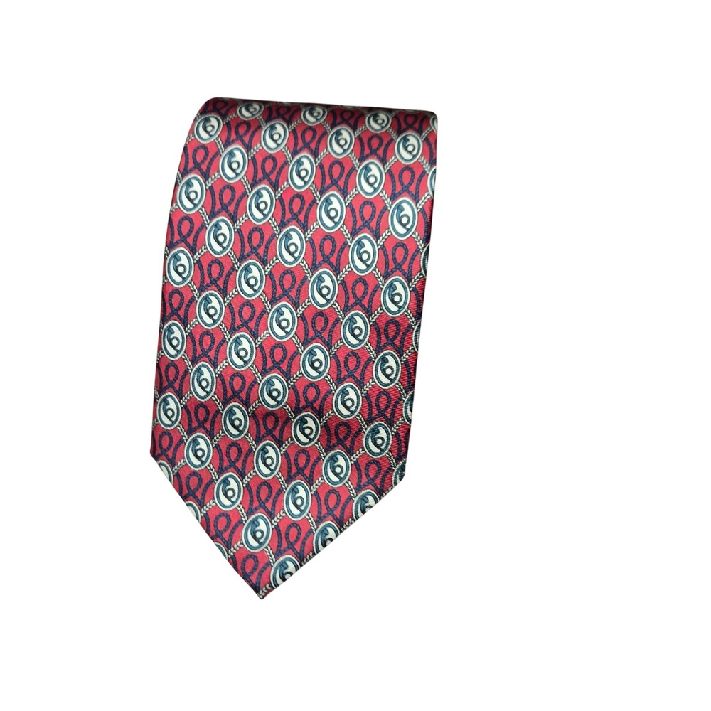 Bert Pulitzer Collectors Edition Red Nautical Rope Silk Tie Made in USA